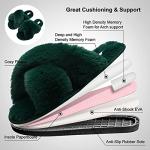 JIASUQI Fuzzy Cozy Faux Fur House Slippers for Women Furry Sandals Summer Slippers Memory Foam Sandal Indoor Outdoor Green 10-11