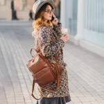 Marvolia PU Leather Backpack Purse for Women Large Fashion Designer Travel Backpack Ladies Shoulder Bag - Brown