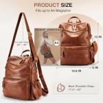 Marvolia PU Leather Backpack Purse for Women Large Fashion Designer Travel Backpack Ladies Shoulder Bag - Brown
