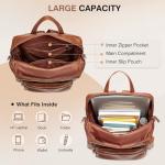 Marvolia PU Leather Backpack Purse for Women Large Fashion Designer Travel Backpack Ladies Shoulder Bag - Brown