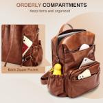 Marvolia PU Leather Backpack Purse for Women Large Fashion Designer Travel Backpack Ladies Shoulder Bag - Brown