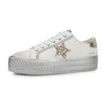 VINTAGE HAVANA Women’s Amaze 9 Platform Sneakers White Gold Glitter 8