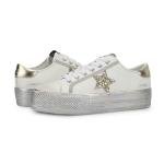 VINTAGE HAVANA Women’s Amaze 9 Platform Sneakers White Gold Glitter 8