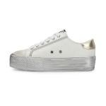 VINTAGE HAVANA Women’s Amaze 9 Platform Sneakers White Gold Glitter 8