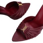 XUNHGAXE 3.5-inch Women's Stiletto Mule Pointed Toe Open Toe High Heel Sandals Sexy Evening Dress Party Shoes-Burgundy-11