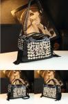 Fashion Rhinestone Bag for Women Leather Top-Handle Satchel Handabgs Large Capacity Tassel Tote Bag Shoulder Messenger Bags (Black)