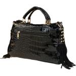 Fashion Rhinestone Bag for Women Leather Top-Handle Satchel Handabgs Large Capacity Tassel Tote Bag Shoulder Messenger Bags (Black)