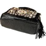 Fashion Rhinestone Bag for Women Leather Top-Handle Satchel Handabgs Large Capacity Tassel Tote Bag Shoulder Messenger Bags (Black)