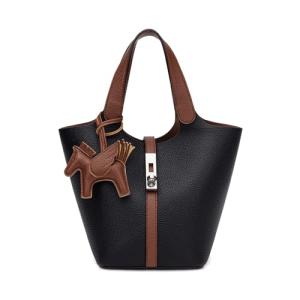 Kadynow Tote Bag for Women Vegan Leather Bucket Purse for Women Top Handle Handbag Shoulder Bag with Detachable Small Purse Black Brown