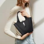 Kadynow Tote Bag for Women Vegan Leather Bucket Purse for Women Top Handle Handbag Shoulder Bag with Detachable Small Purse Black Brown