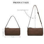 JOLLQUE Crossbody Bag for Women, Luxury Small Barrel Clutch, Suede Handbag Purse, Autumn Winter Shoulder Hobo Bags With Zipper,Suede Bag(Coffee Suede)
