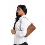 JOLLQUE Crossbody Bag for Women, Luxury Small Barrel Clutch, Suede Handbag Purse, Autumn Winter Shoulder Hobo Bags With Zipper,Suede Bag(Coffee Suede)