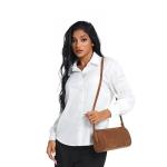 JOLLQUE Crossbody Bag for Women, Luxury Small Barrel Clutch, Suede Handbag Purse, Autumn Winter Shoulder Hobo Bags With Zipper,Suede Bag(Coffee Suede)