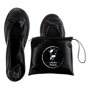 Women’s Portable Black Ballet Flats with Pouch