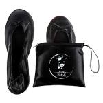 Women’s Portable Black Ballet Flats with Pouch