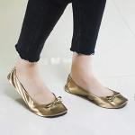 Women’s Portable Black Ballet Flats with Pouch