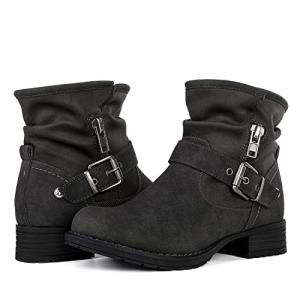Globalwin Women's Grey Low Heel Ankle Boots