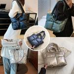 Large Green Puffer Tote Bag for Women