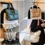 Large Green Puffer Tote Bag for Women