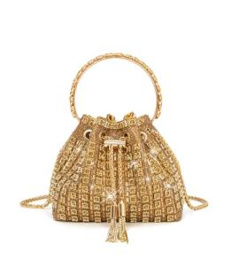 Sweetovo Sparkly Gold Rhinestone Evening Bag