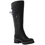 GLOBALWIN Black Lace Up Knee High Fashion Boots