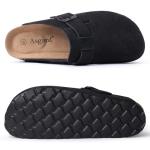 Asgard Suede Clogs with Arch Support - Charcoal Black
