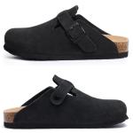 Asgard Suede Clogs with Arch Support - Charcoal Black