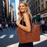 Monrich Women's Vegan Leather Large Tote Bag