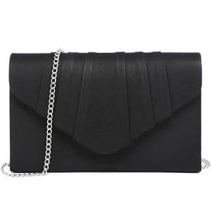 Dasein Velvet Pleated Evening Clutch Bag (Black)