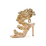 Frankie Hsu Gold Link Chain Clear Stiletto Sandals
