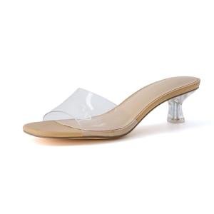 CUSHIONAIRE Women's Clear Kitten Heel Sandals
