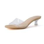 CUSHIONAIRE Women's Clear Kitten Heel Sandals