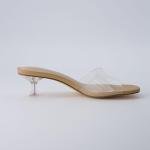 CUSHIONAIRE Women's Clear Kitten Heel Sandals