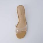 CUSHIONAIRE Women's Clear Kitten Heel Sandals
