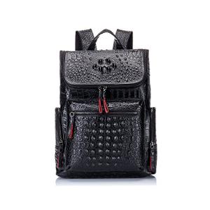 Boshiho Crocodile Pattern Leather Laptop Backpack