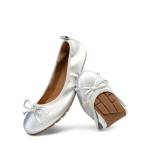DREAM PAIRS Silver Bowknot Slip-On Ballet Flats