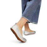 DREAM PAIRS Silver Bowknot Slip-On Ballet Flats