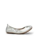 DREAM PAIRS Silver Bowknot Slip-On Ballet Flats