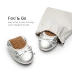 DREAM PAIRS Silver Bowknot Slip-On Ballet Flats