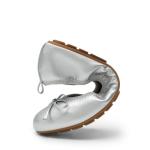 DREAM PAIRS Silver Bowknot Slip-On Ballet Flats