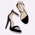 Chic Black High Heel Platform Sandals for Weddings