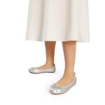 DREAM PAIRS Silver Bowknot Slip-On Ballet Flats