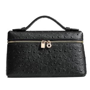 Rejolly Small Leather Crossbody Bag in Ostrich Black