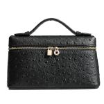 Rejolly Small Leather Crossbody Bag in Ostrich Black