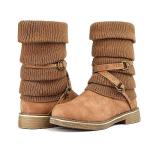 DREAM PAIRS Camel Mid Calf Winter Snow Boots