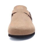 Litfun Women's Soft Suede Comfort Clogs in Taupe