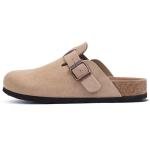 Litfun Women's Soft Suede Comfort Clogs in Taupe
