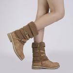 DREAM PAIRS Camel Mid Calf Winter Snow Boots
