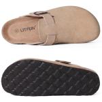 Litfun Women's Soft Suede Comfort Clogs in Taupe
