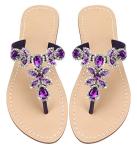 Hinyyrin Women's Deep Purple Rhinestone Sandals